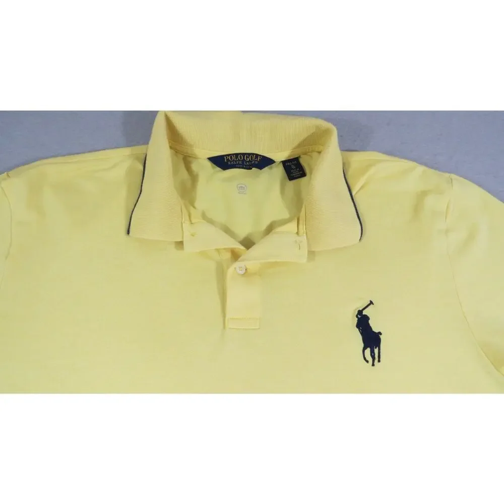 Polo Golf Ralph Lauren Pro Fit XL Yellow Big Pony Wicking Polo Shirt Men Peru SS